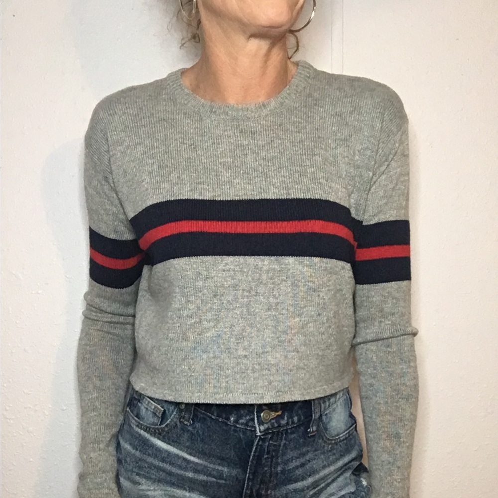 🇺🇸BRANDY stripe knit crop sweater
